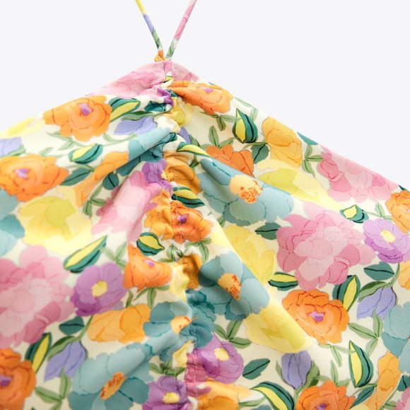 NWT - Zara Floral Halter Printed Crop Top - Picture 4 of 5